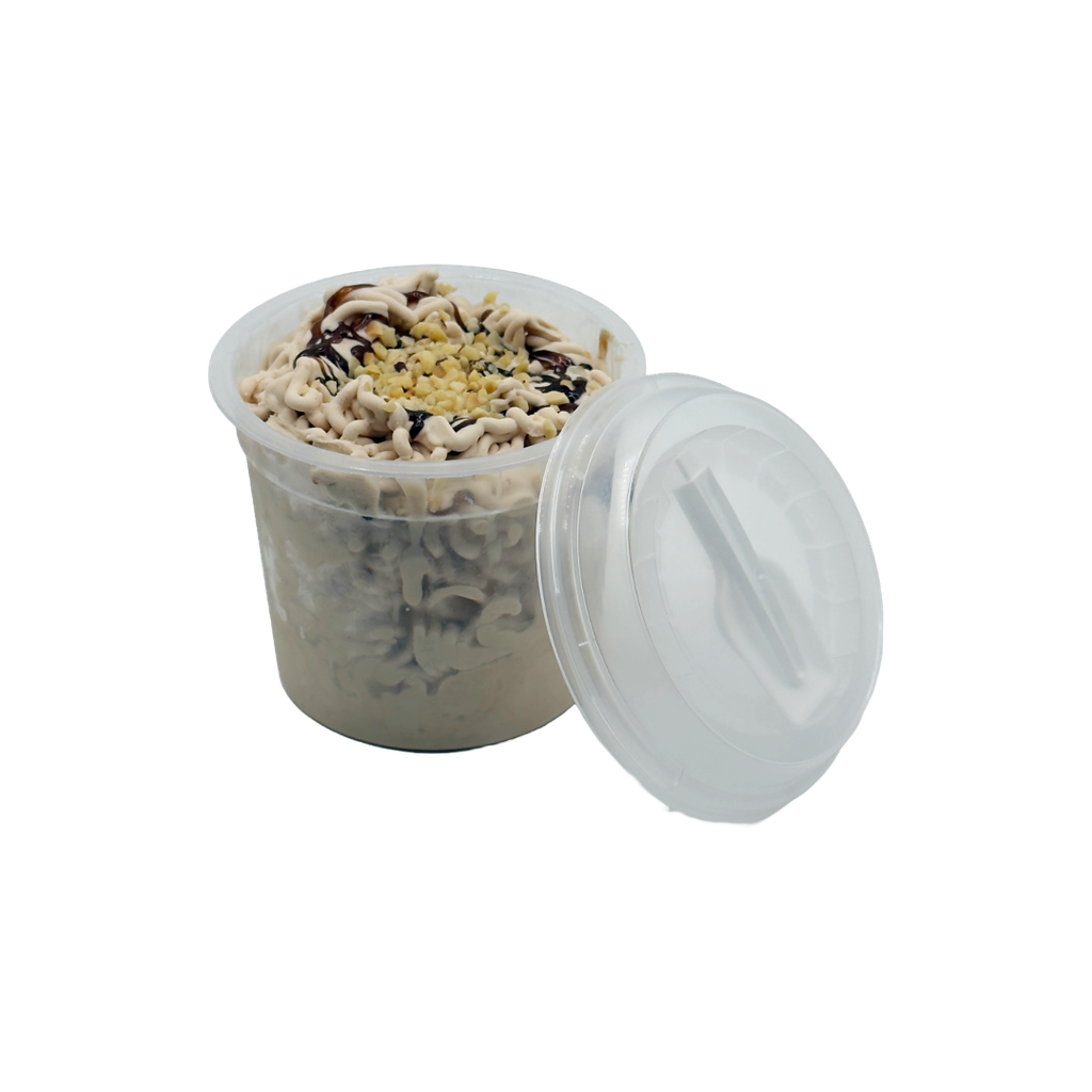 Spaghetti-Eis Haselnuss Deckel